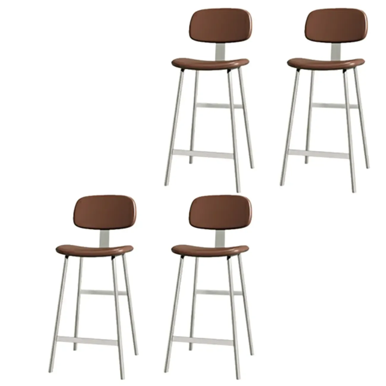 Modern Metal Faux Leather Footrest Bar Stools Image - 9