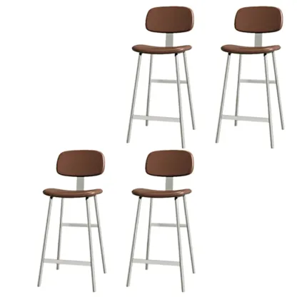 Modern Metal Faux Leather Footrest Bar Stools Image - 9