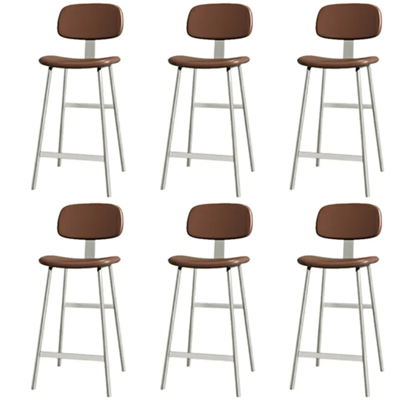 Modern Metal Faux Leather Footrest Bar Stools Image - 10