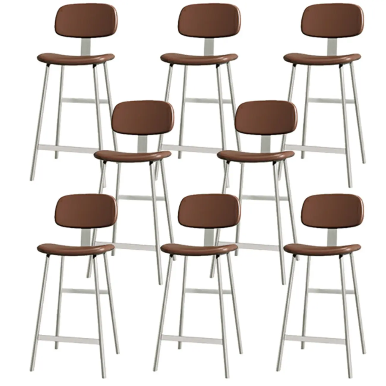 Modern Metal Faux Leather Footrest Bar Stools Image - 11 | homeyfad