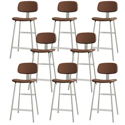 Modern Metal Faux Leather Footrest Bar Stools Image - 11