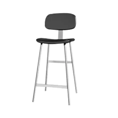 Modern Metal Faux Leather Footrest Bar Stools Image - 12