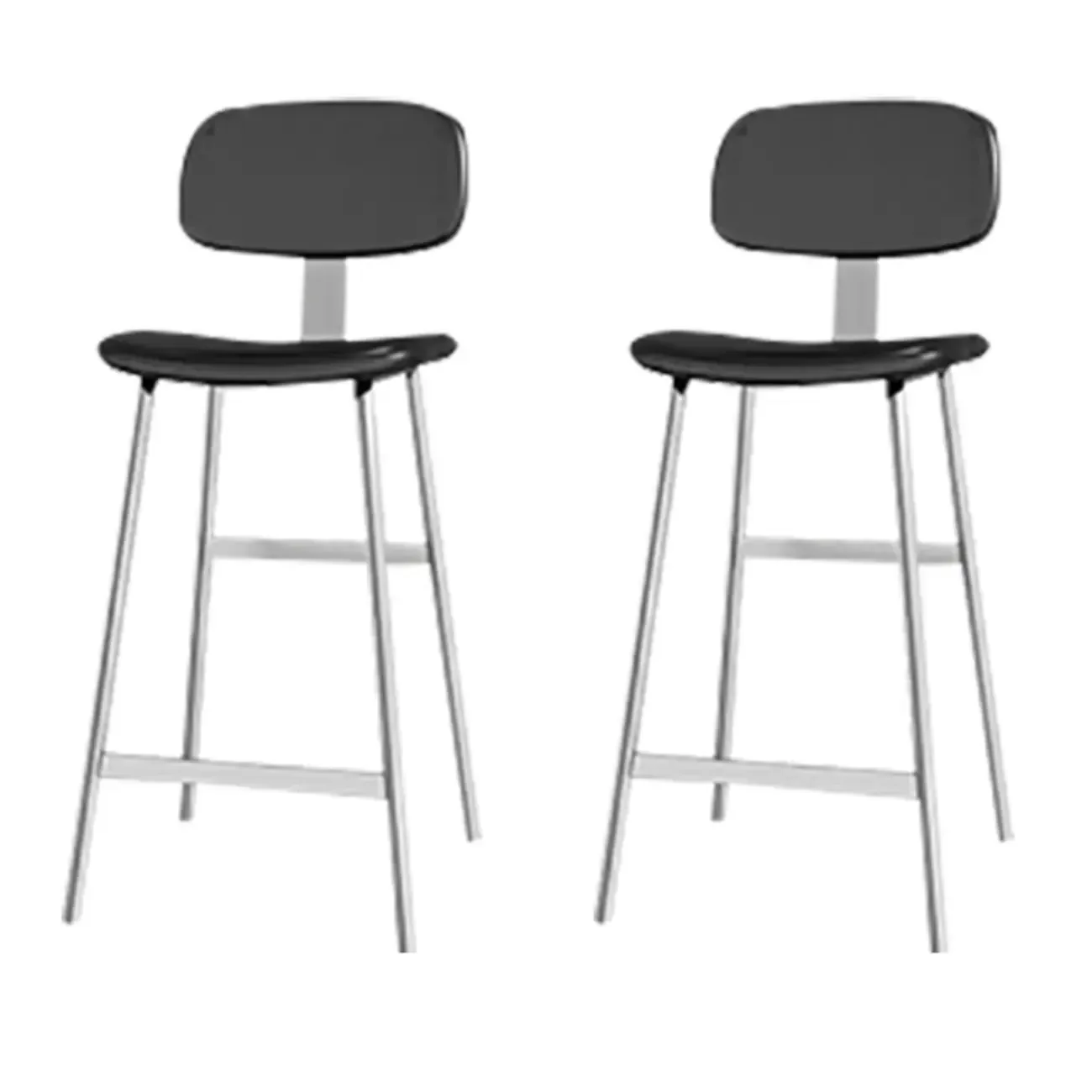 Modern Metal Faux Leather Footrest Bar Stools Image - 13