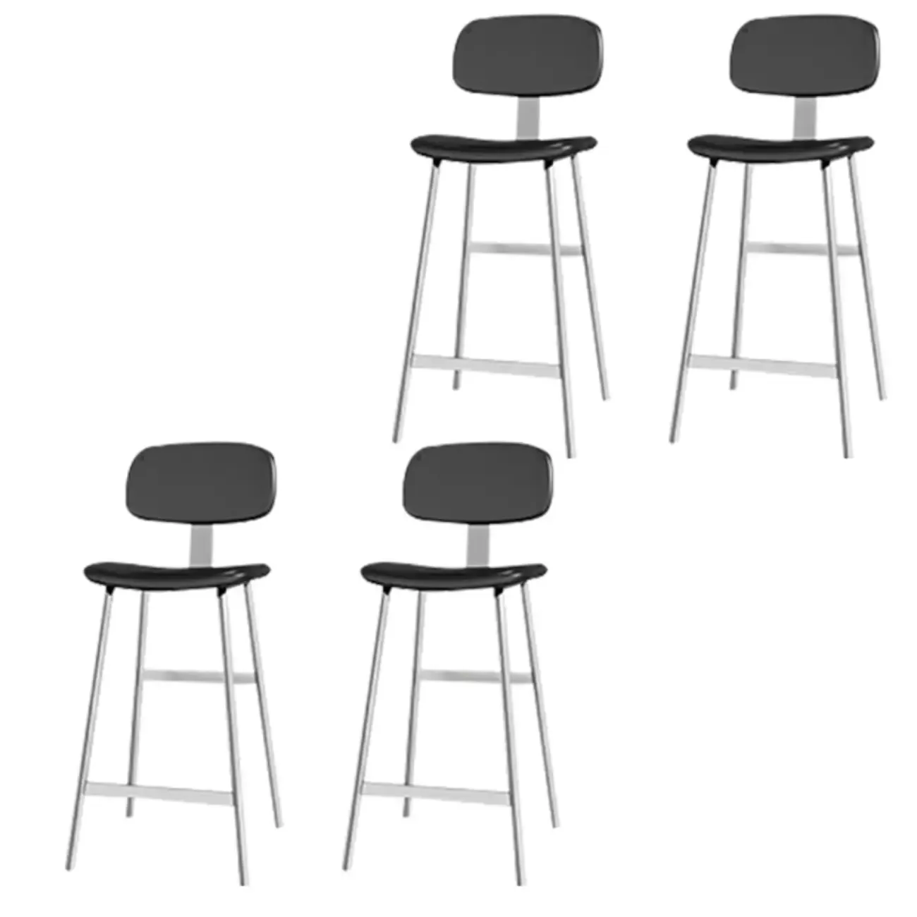 Modern Metal Faux Leather Footrest Bar Stools Image - 14
