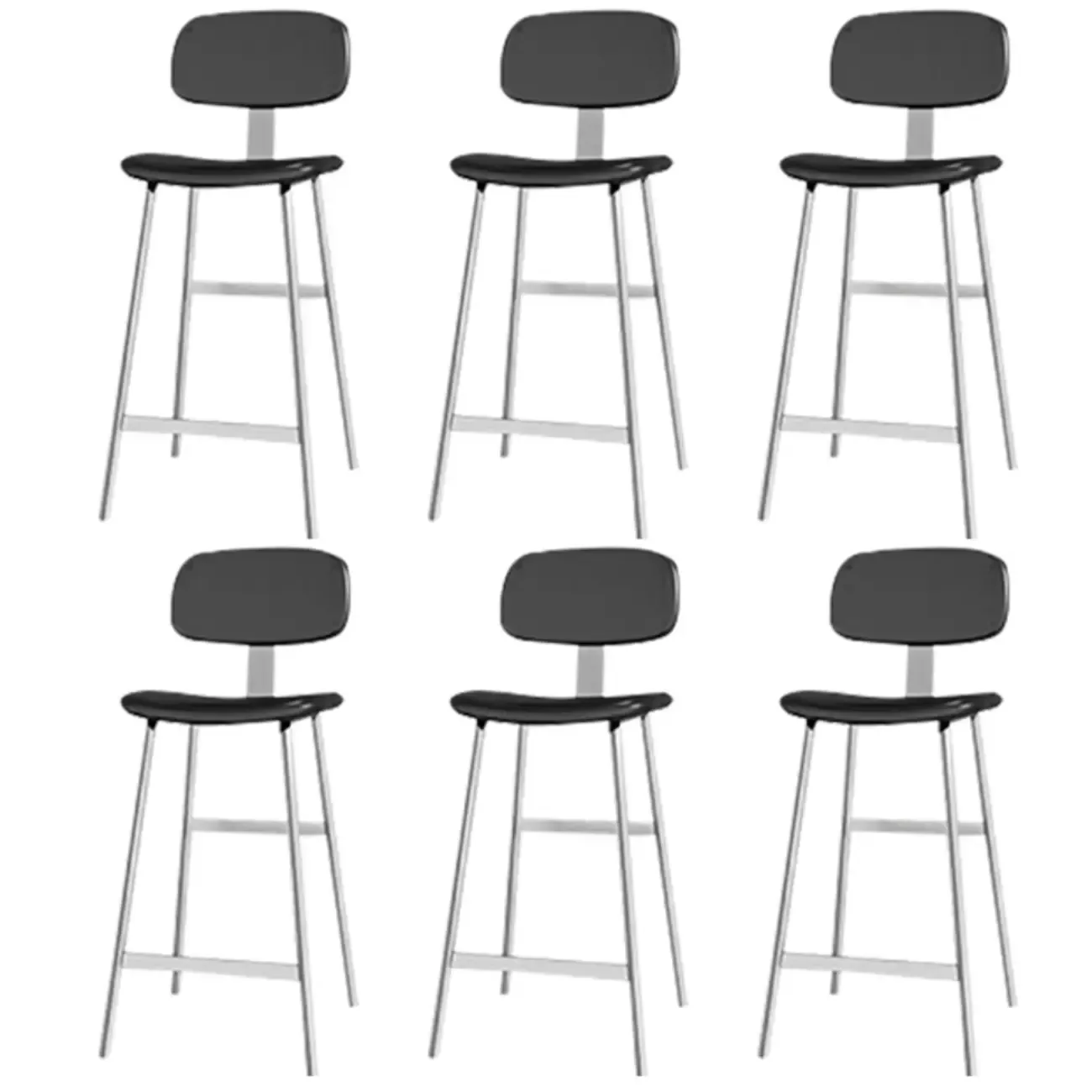 Modern Metal Faux Leather Footrest Bar Stools Image - 15
