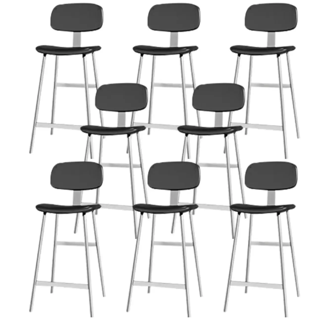 Modern Metal Faux Leather Footrest Bar Stools Image - 16