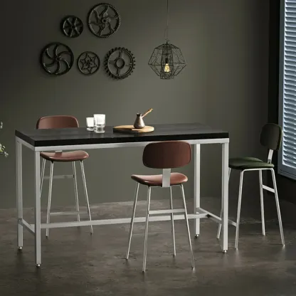Modern Metal Faux Leather Footrest Bar Stools Image - 6