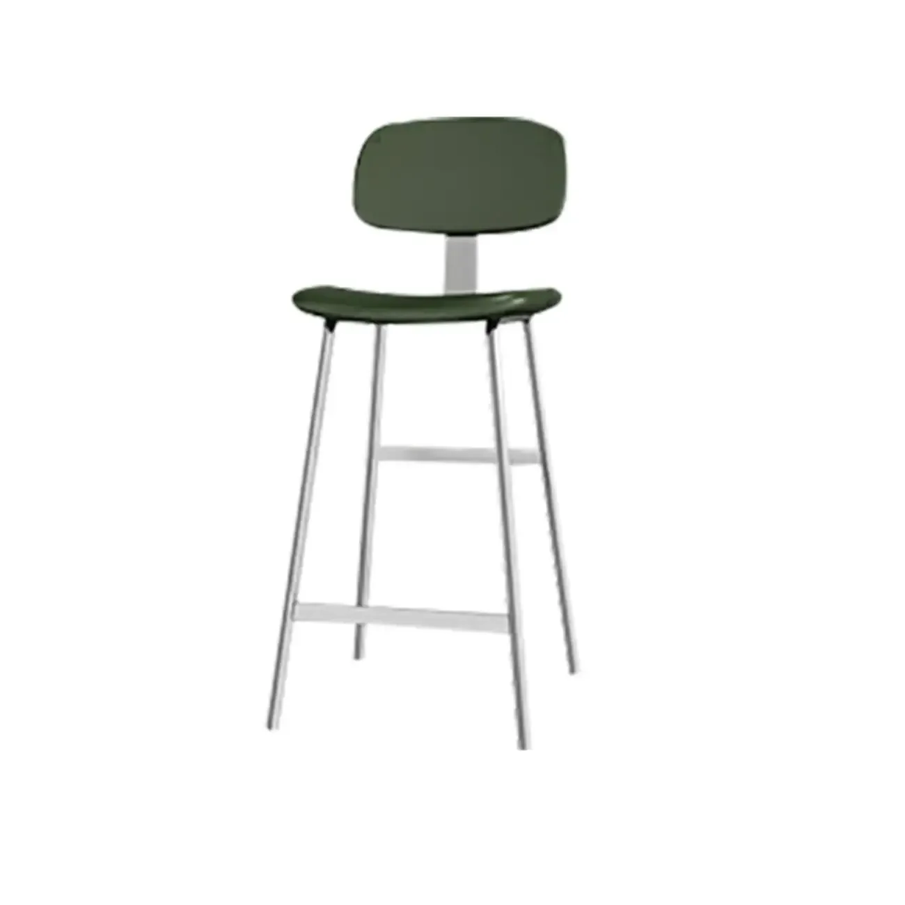 Modern Metal Faux Leather Footrest Bar Stools Image - 17