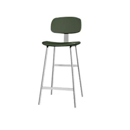 Modern Metal Faux Leather Footrest Bar Stools Image - 17