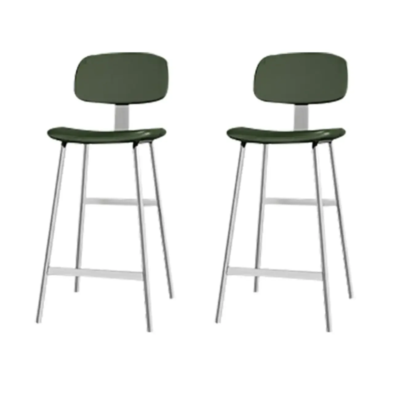 Modern Metal Faux Leather Footrest Bar Stools Image - 18