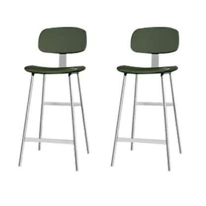 Modern Metal Faux Leather Footrest Bar Stools Image - 18