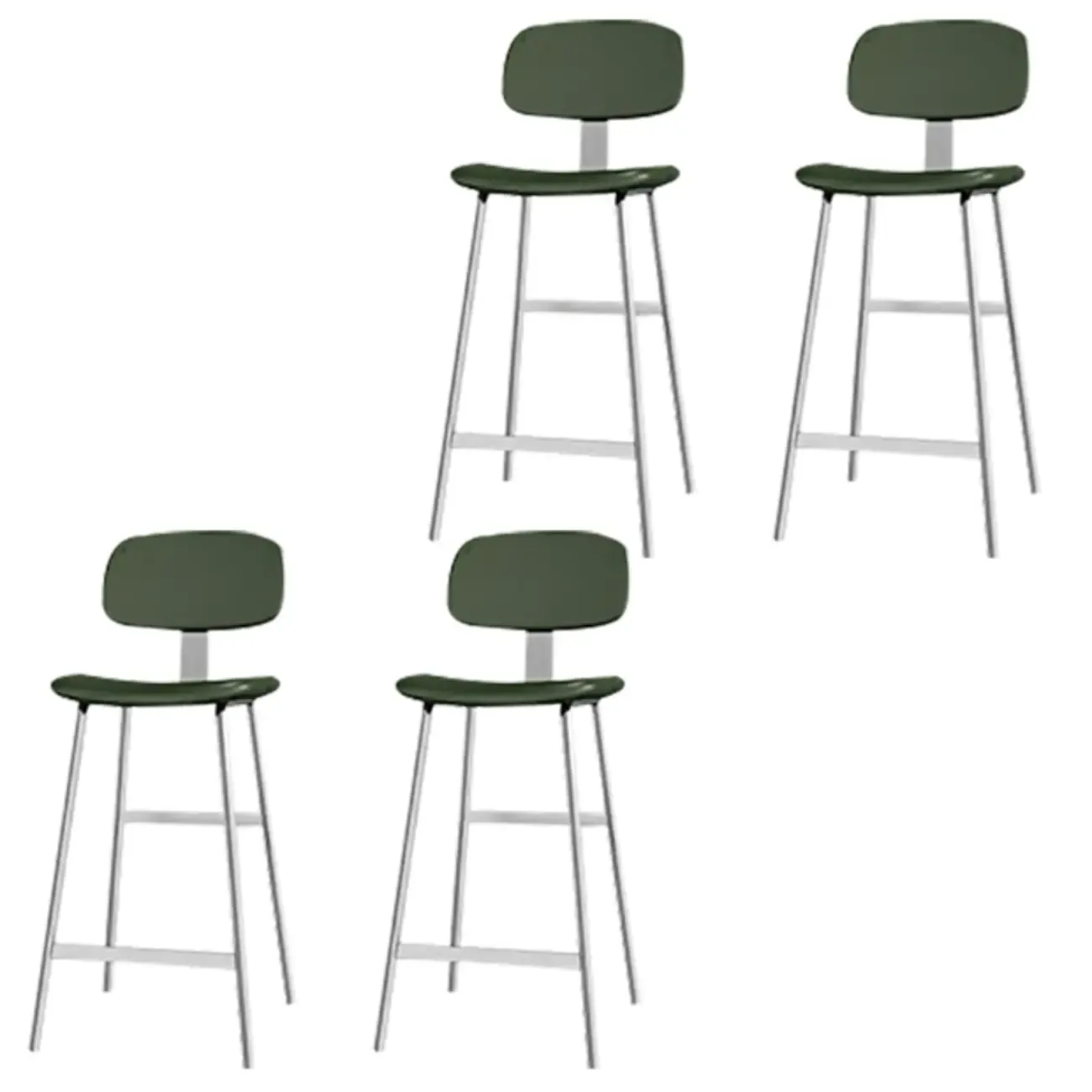 Modern Metal Faux Leather Footrest Bar Stools Image - 19