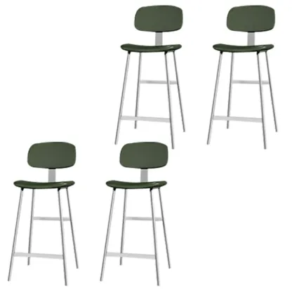 Modern Metal Faux Leather Footrest Bar Stools Image - 19