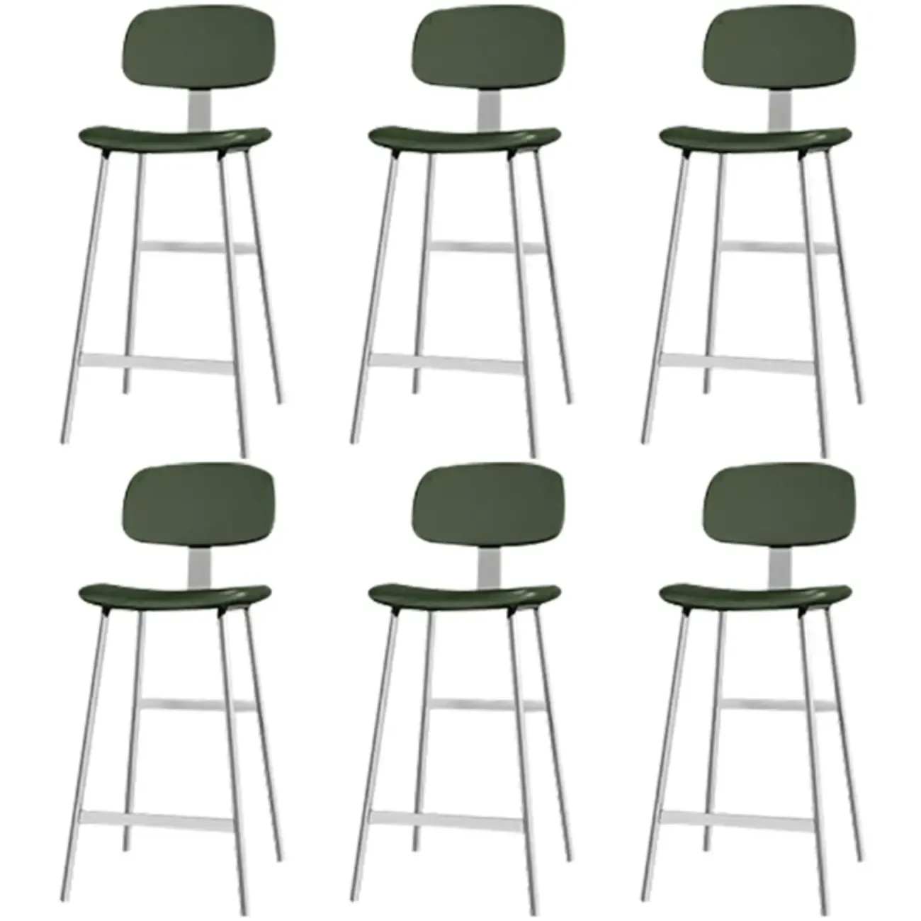 Modern Metal Faux Leather Footrest Bar Stools Image - 20