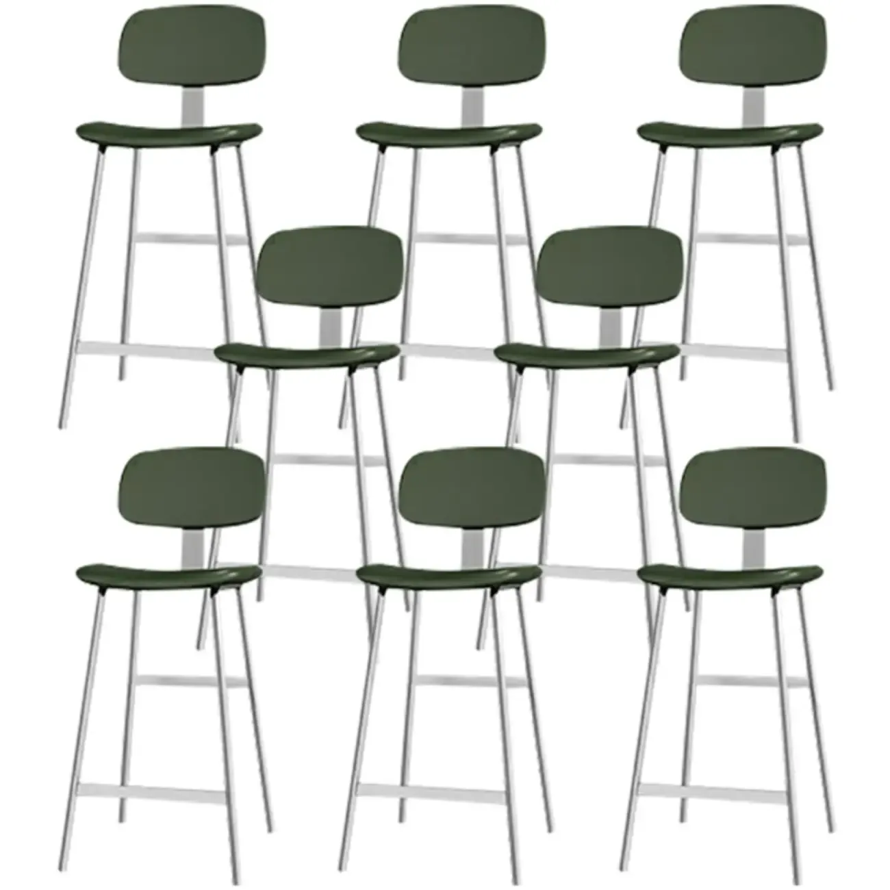 Modern Metal Faux Leather Footrest Bar Stools Image - 21