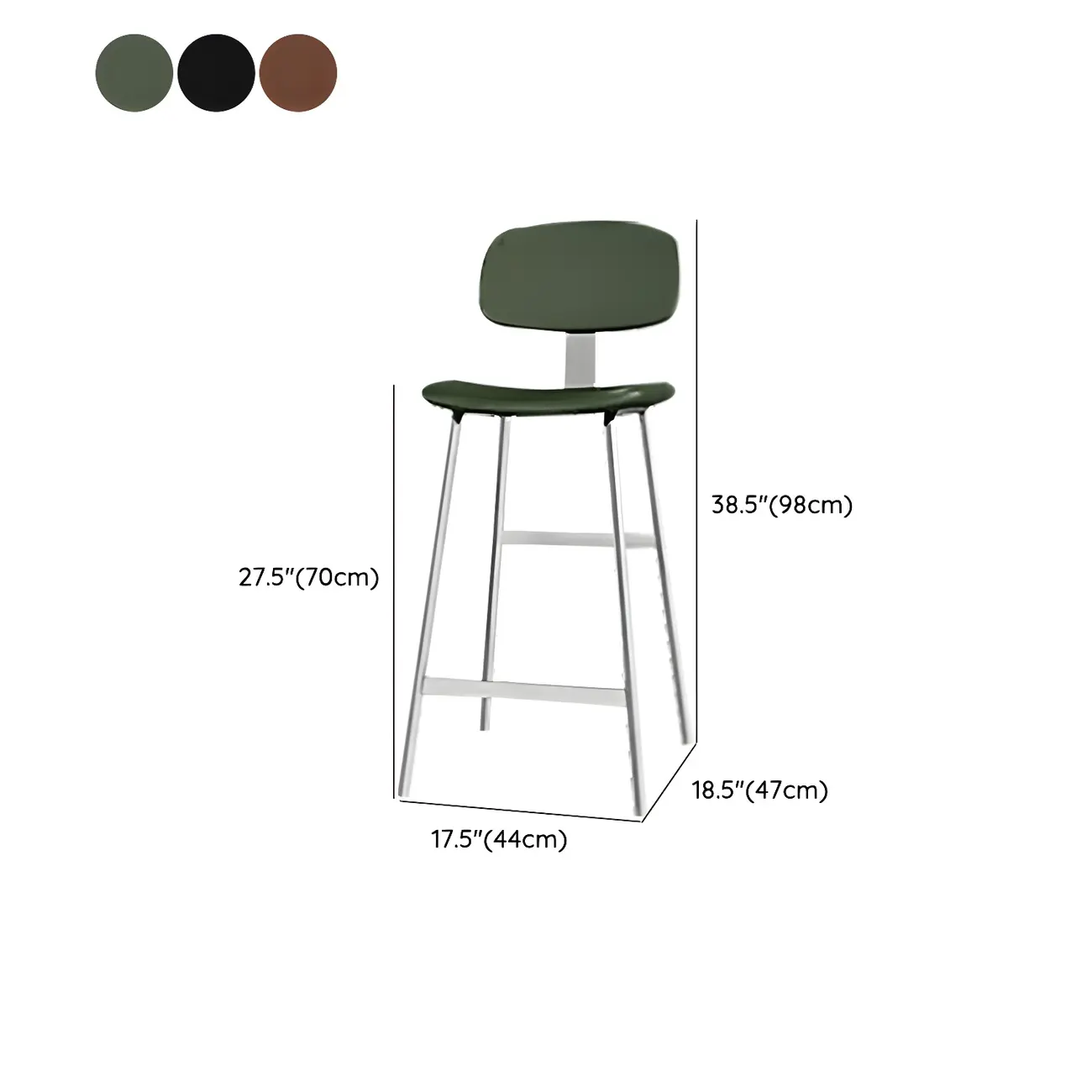 Modern Metal Faux Leather Footrest Bar Stools Image - 23 | homeyfad