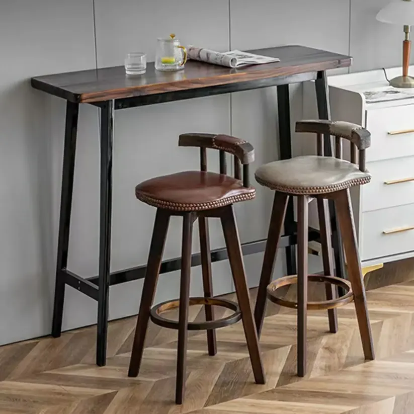 brown wood bar stool