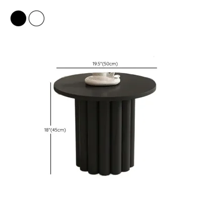 Black and White Minimalist Round Wood Coffee Table #size