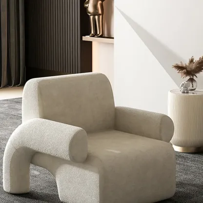 Minimalist Upholstered Accent Chair with Arms for Living Room Image - 3