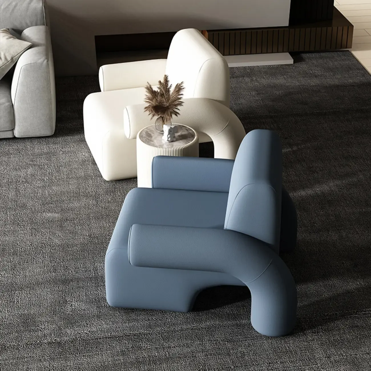 Minimalist Upholstered Accent Chair with Arms for Living Room Image - 4