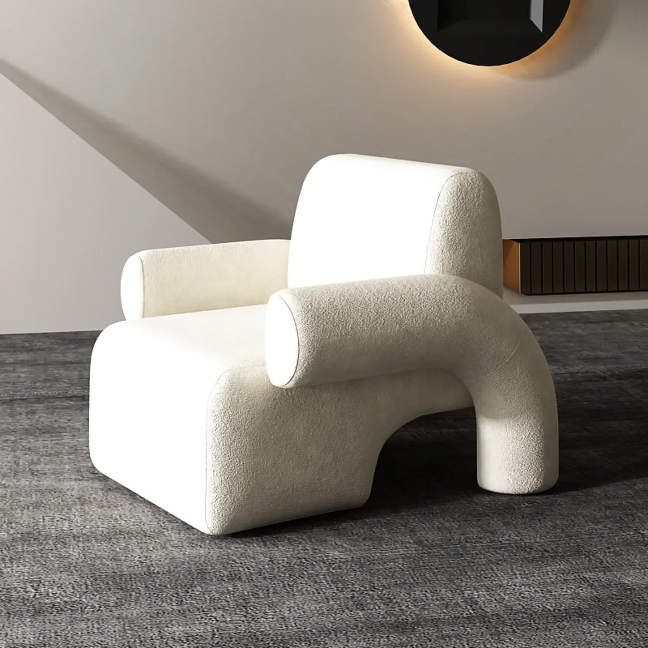 Minimalist Upholstered Accent Chair with Arms for Living Room Image - 2