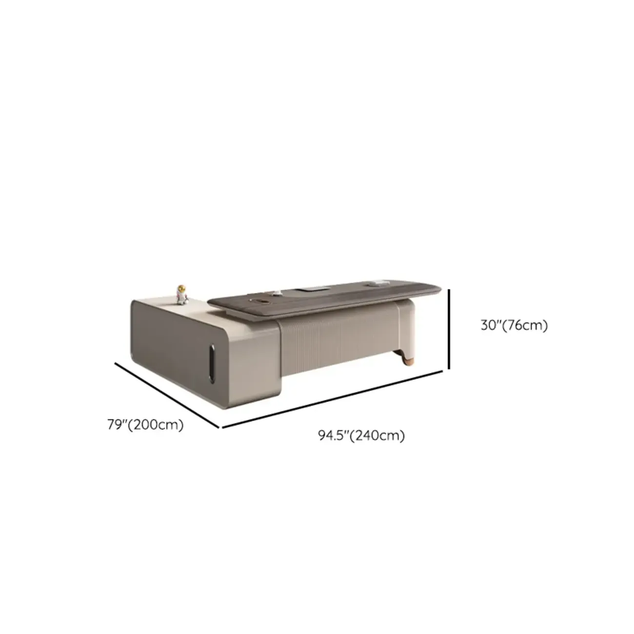 Contemporary Grey L-Shaped Office Desk with Wooden Top Image - 12