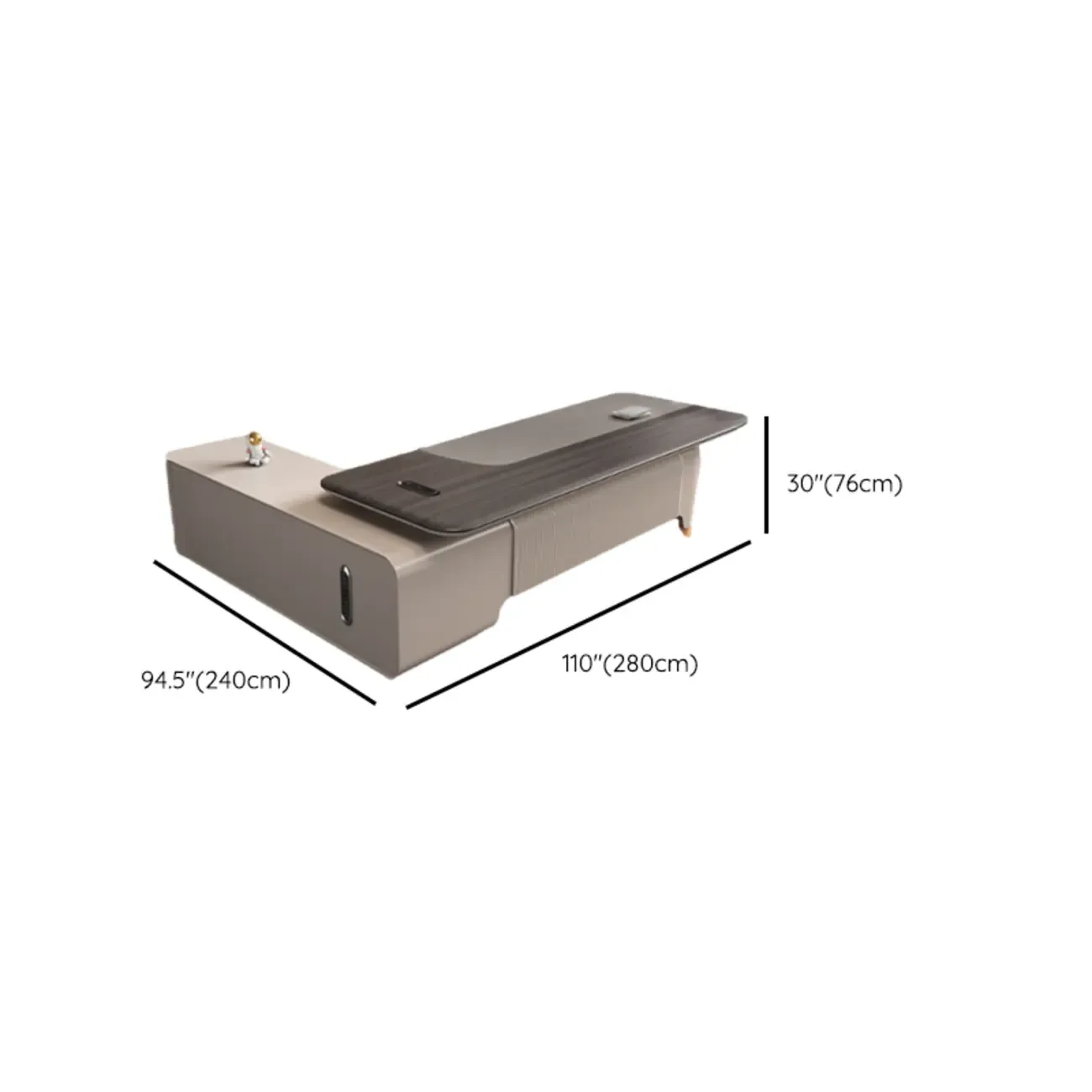 Contemporary Grey L-Shaped Office Desk with Wooden Top Image - 14