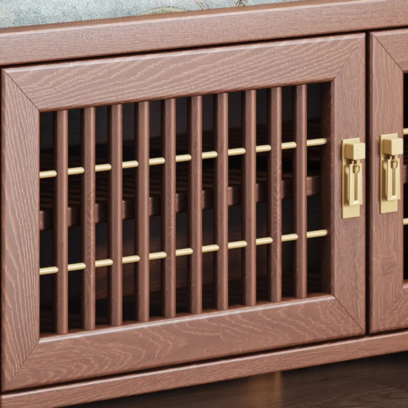 Traditional Wooden Upholstered Bench with Storage Locker Image - 14 | homeyfad