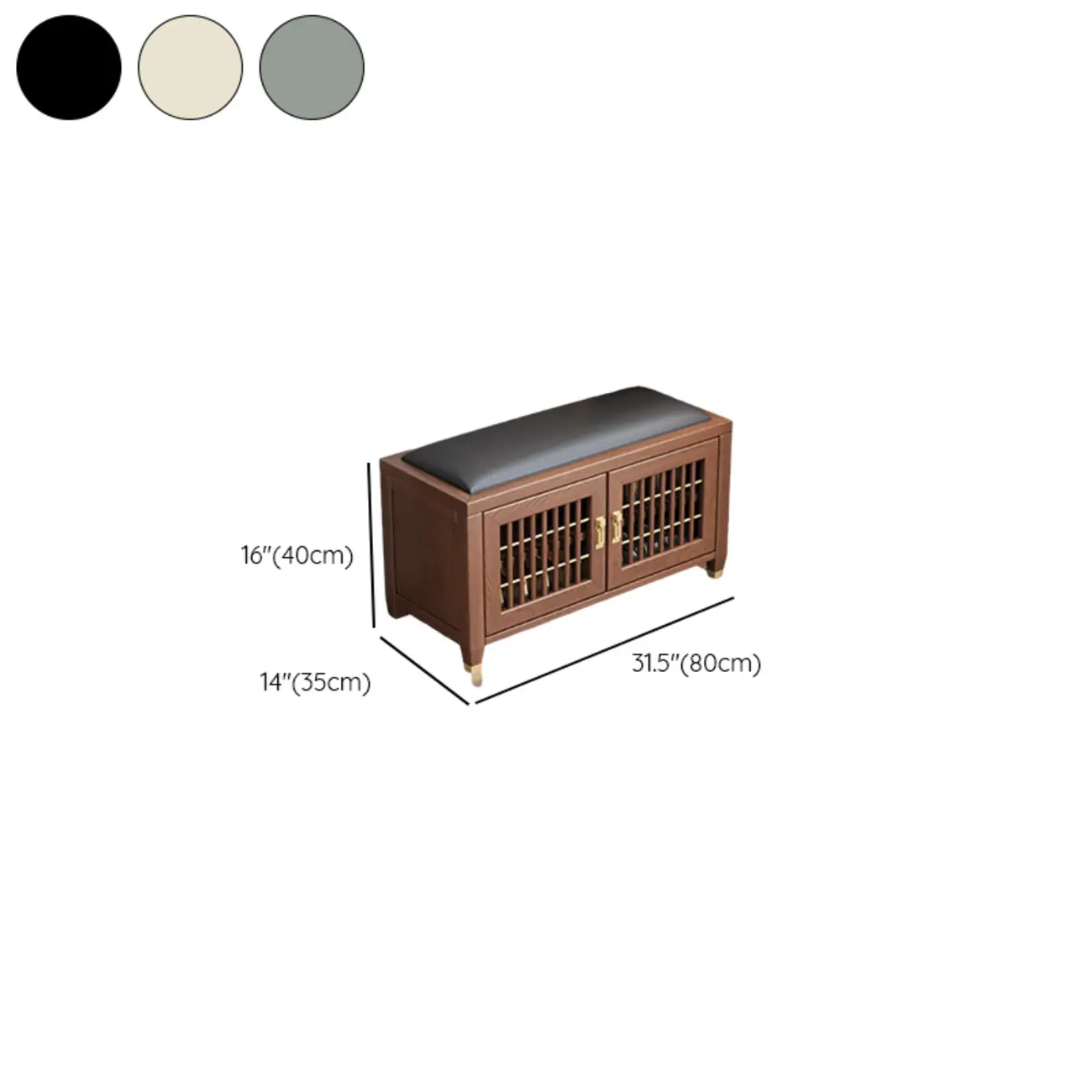 Traditional Wooden Upholstered Bench with Storage Locker #size | homeyfad