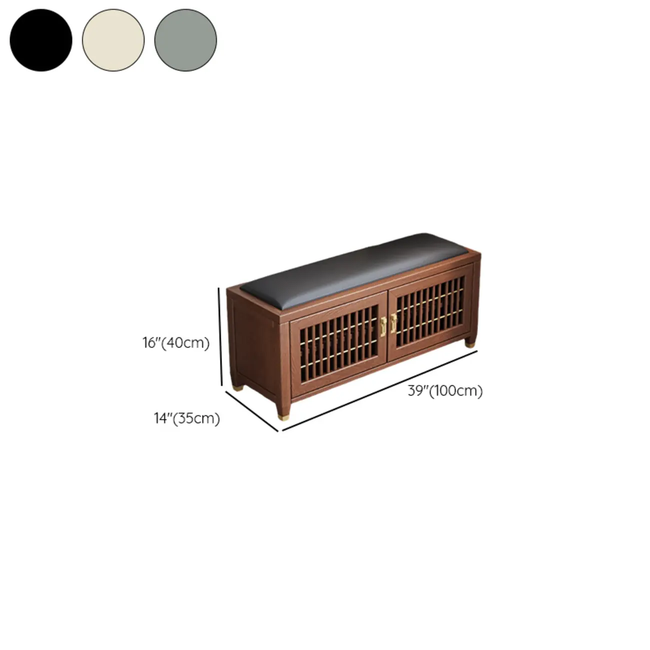 Traditional Wooden Upholstered Bench with Storage Locker Image - 19 | homeyfad