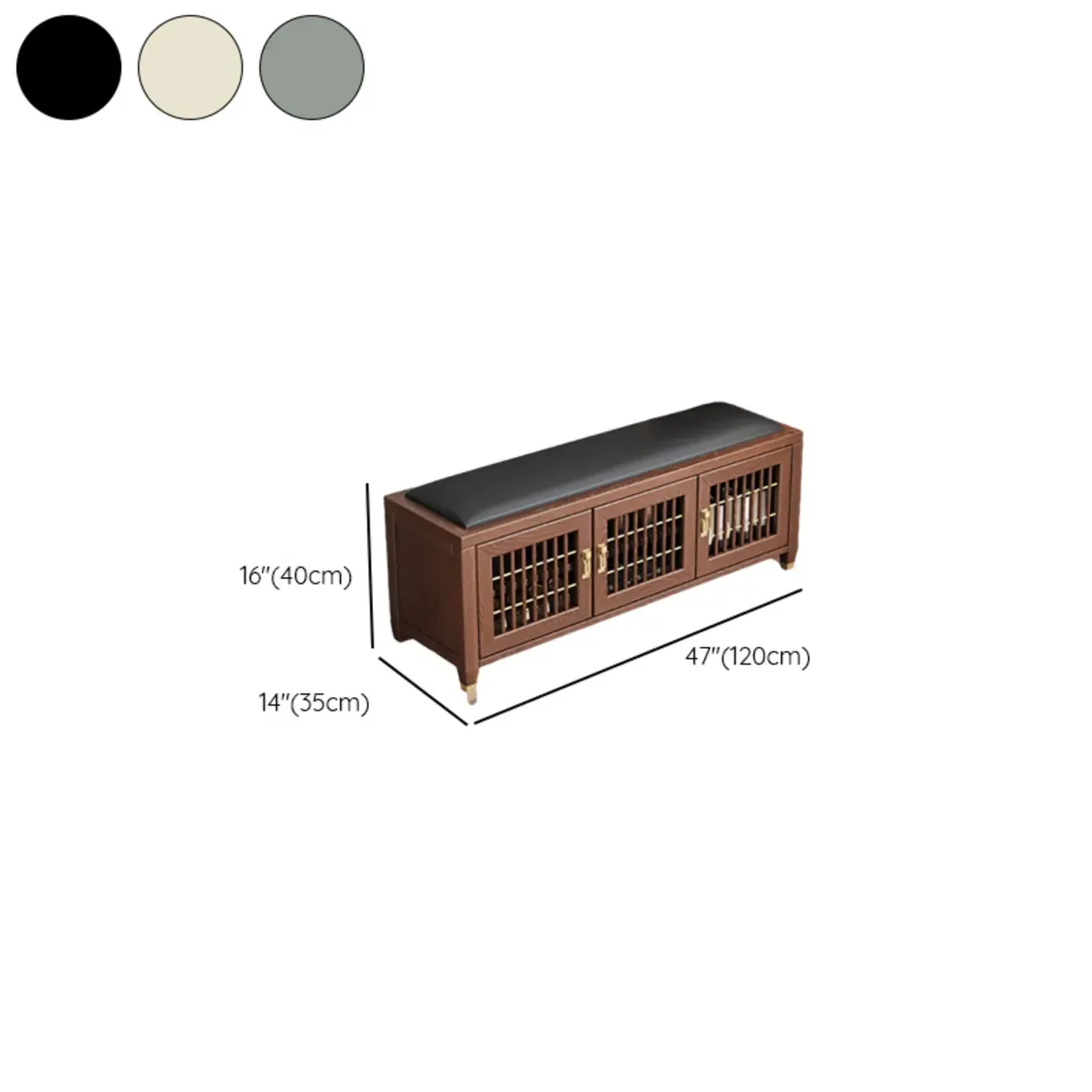 Traditional Wooden Upholstered Bench with Storage Locker Image - 20