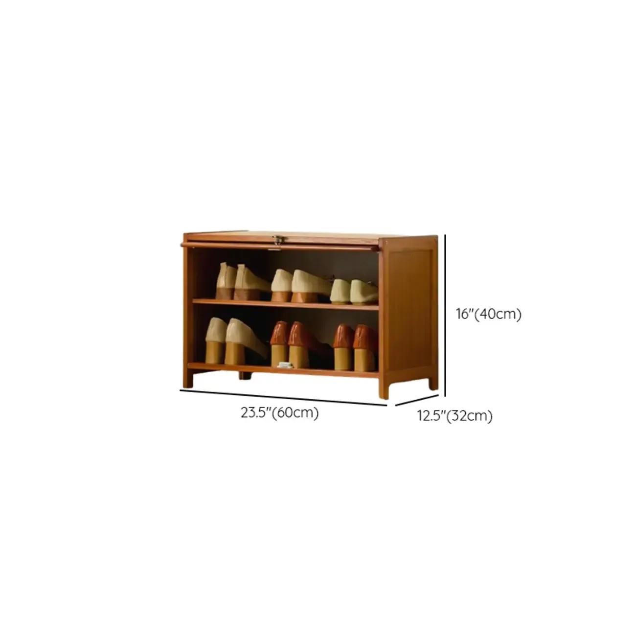 Bohemian Brown Wood Shoe Cabinet with Cane Doors #size
