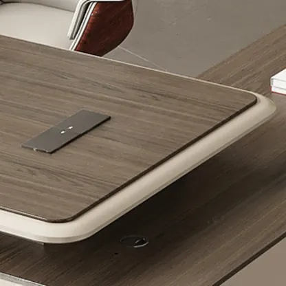 Stylish Wooden Office Desk with Storage and Cable Management Image - 10