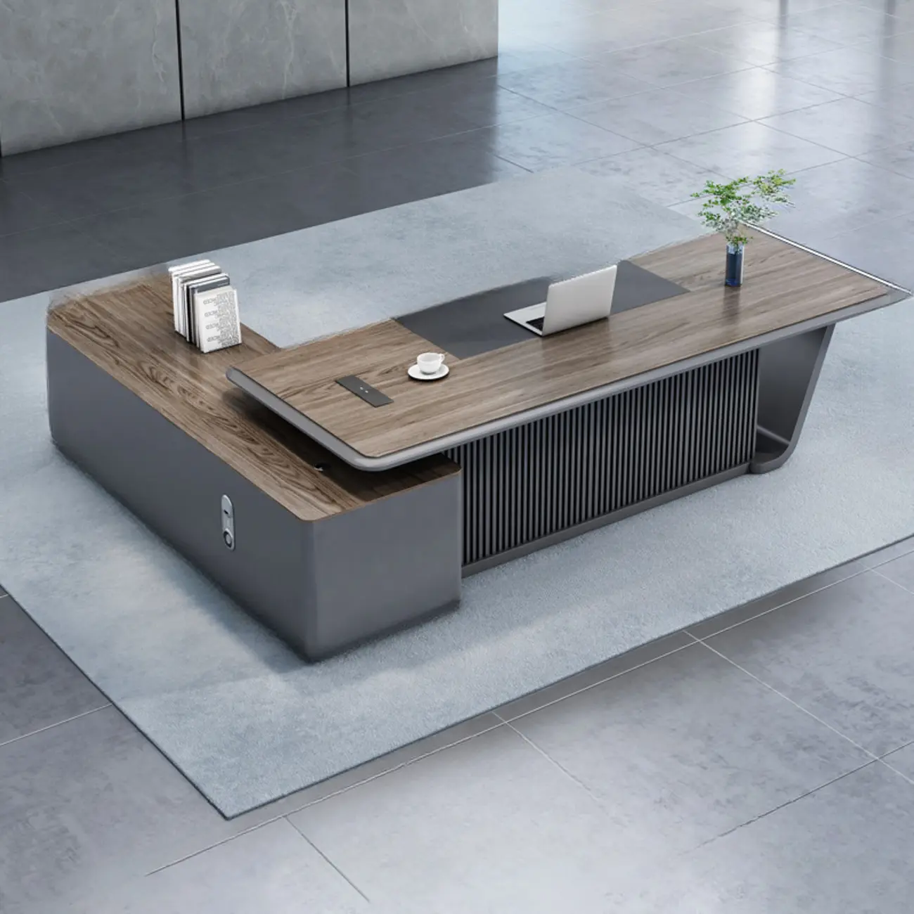 Stylish Wooden Office Desk with Storage and Cable Management Image - 20 | homeyfad