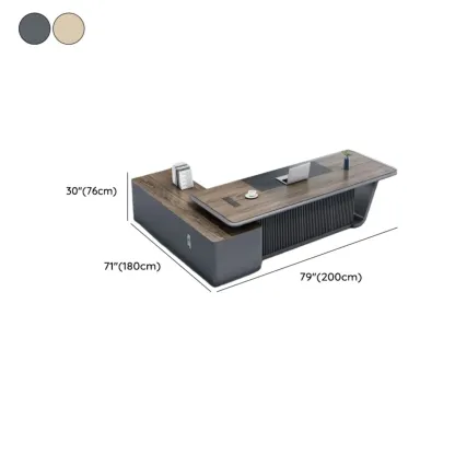 Stylish Wooden Office Desk with Storage and Cable Management #size