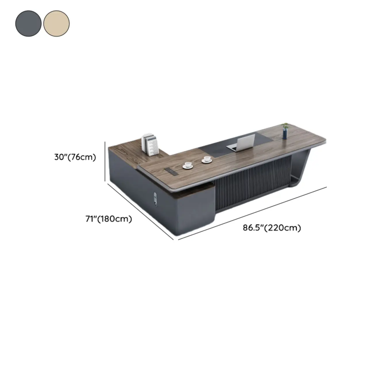 Stylish Wooden Office Desk with Storage and Cable Management Image - 22 | homeyfad