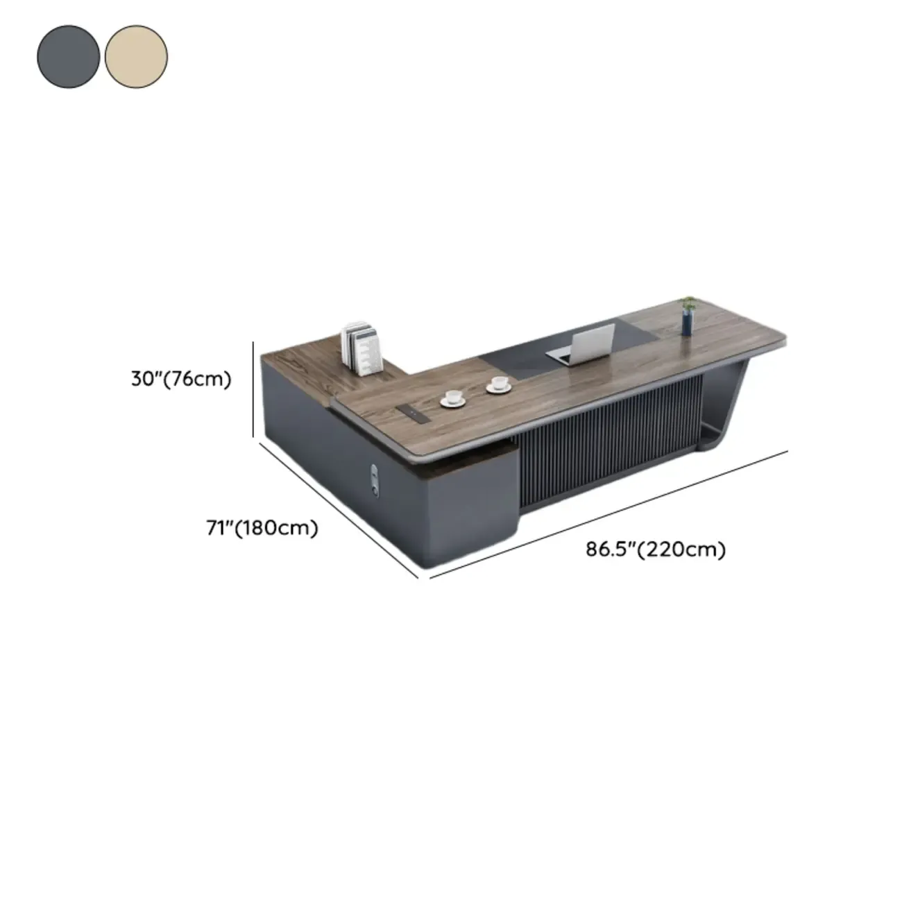 Stylish Wooden Office Desk with Storage and Cable Management Image - 22