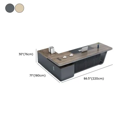 Stylish Wooden Office Desk with Storage and Cable Management Image - 22