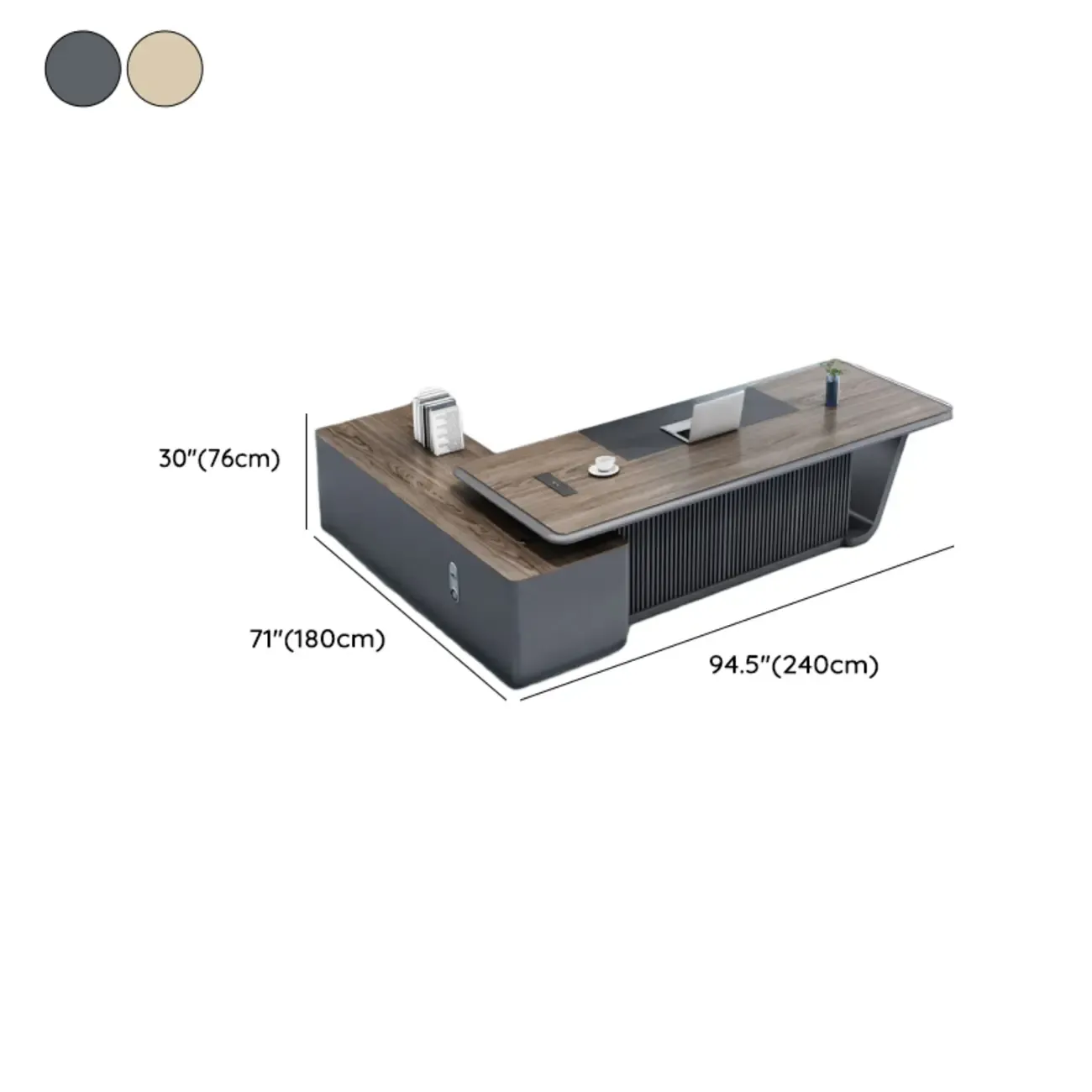 Stylish Wooden Office Desk with Storage and Cable Management Image - 23