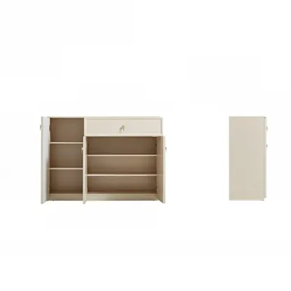 Elegant White Wooden Floor China Cabinet with Shelves Image - 7