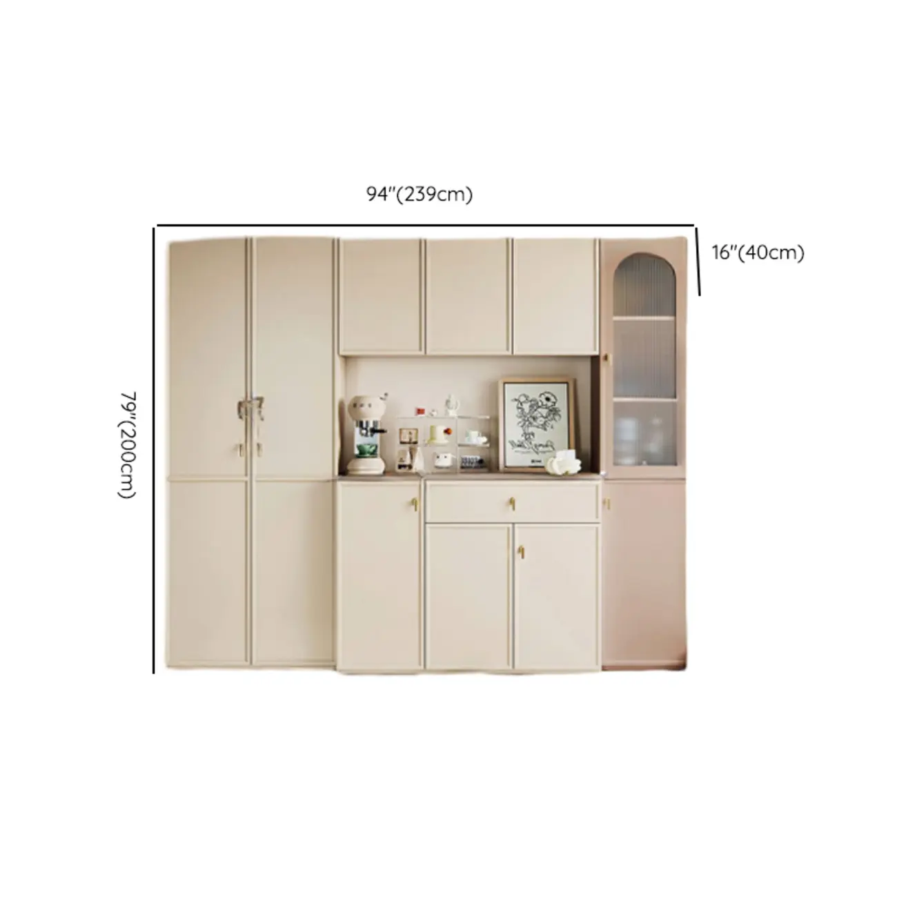 Elegant White Wooden Floor China Cabinet with Shelves Image - 9 | homeyfad