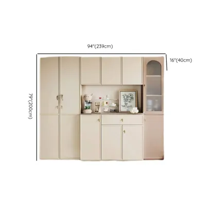 Elegant White Wooden Floor China Cabinet with Shelves Image - 9