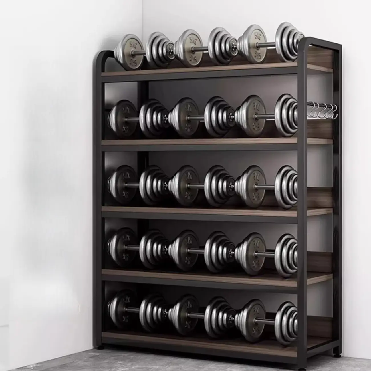 Black Wood Top Etagere Open Back Bookcase Steel Frame Image - 5 | homeyfad