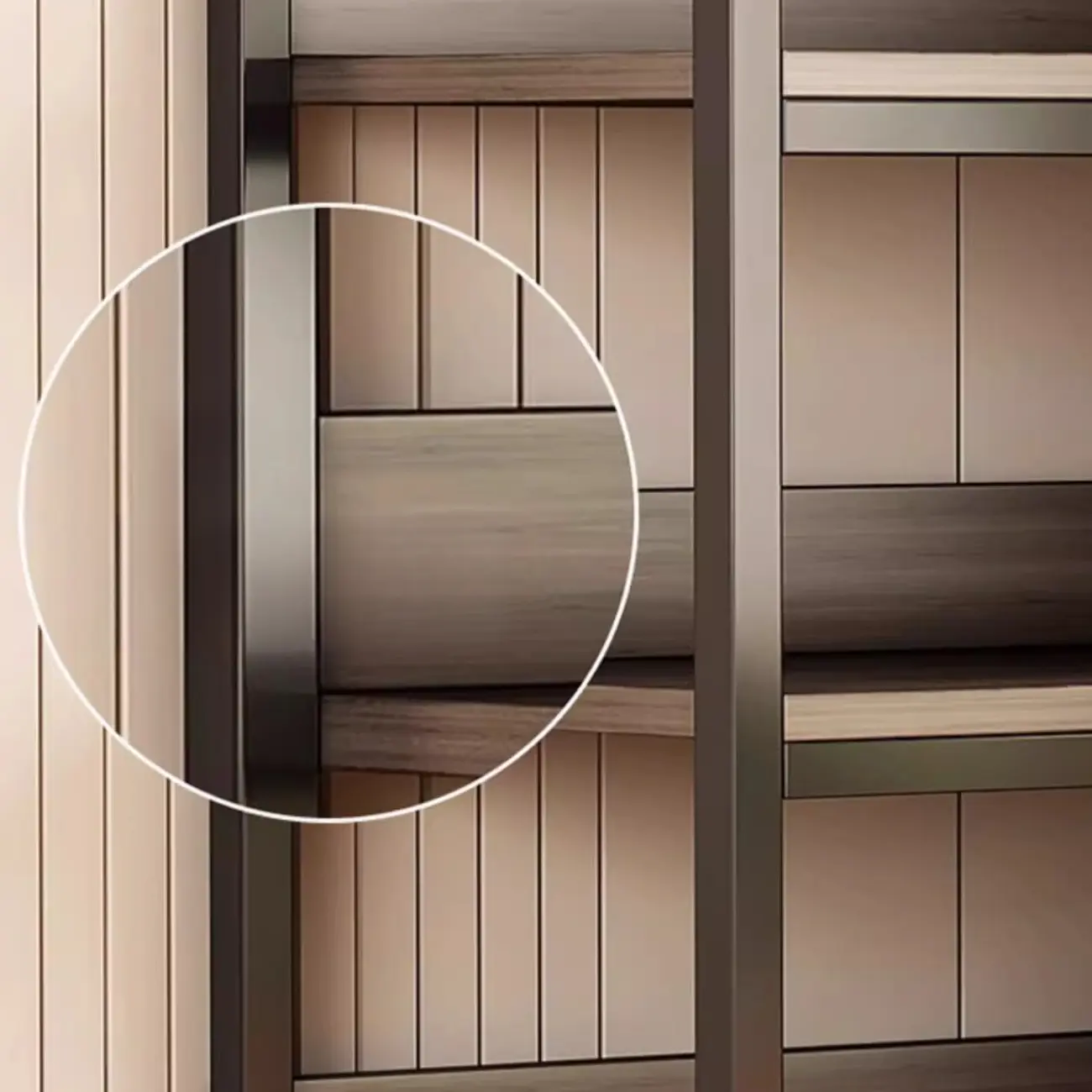 Black Wood Top Etagere Open Back Bookcase Steel Frame Image - 7 | homeyfad