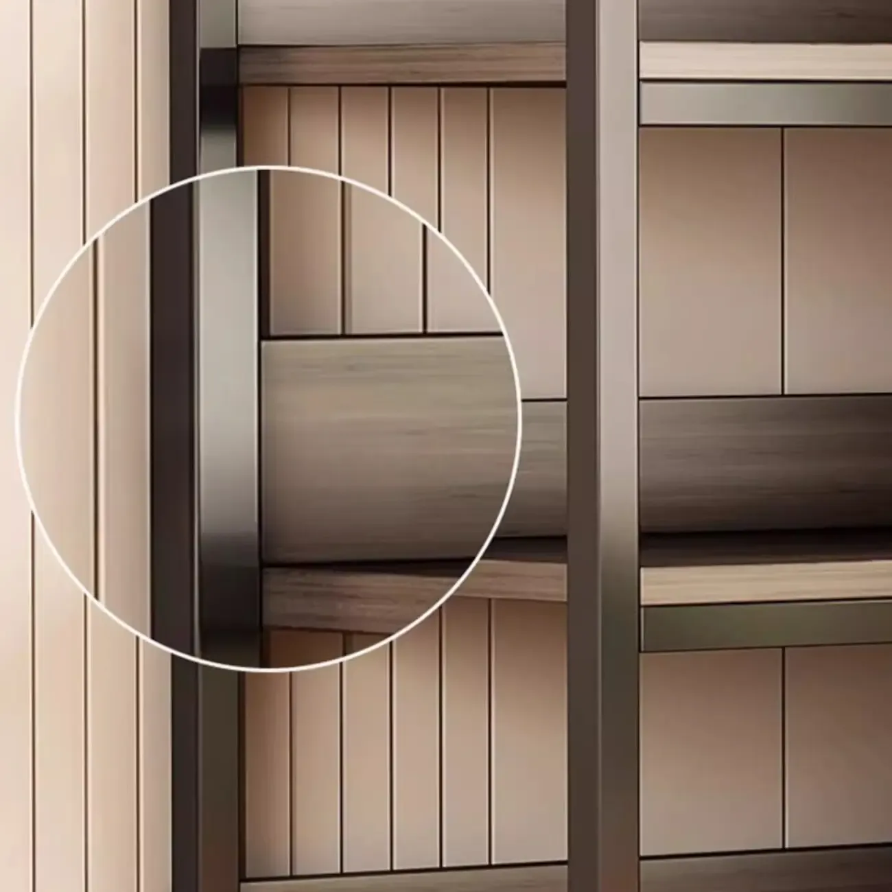 Black Wood Top Etagere Open Back Bookcase Steel Frame Image - 7