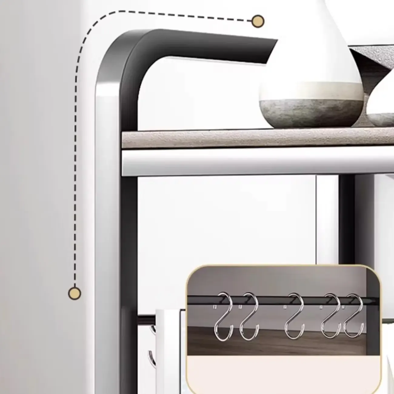 Black Wood Top Etagere Open Back Bookcase Steel Frame Image - 11