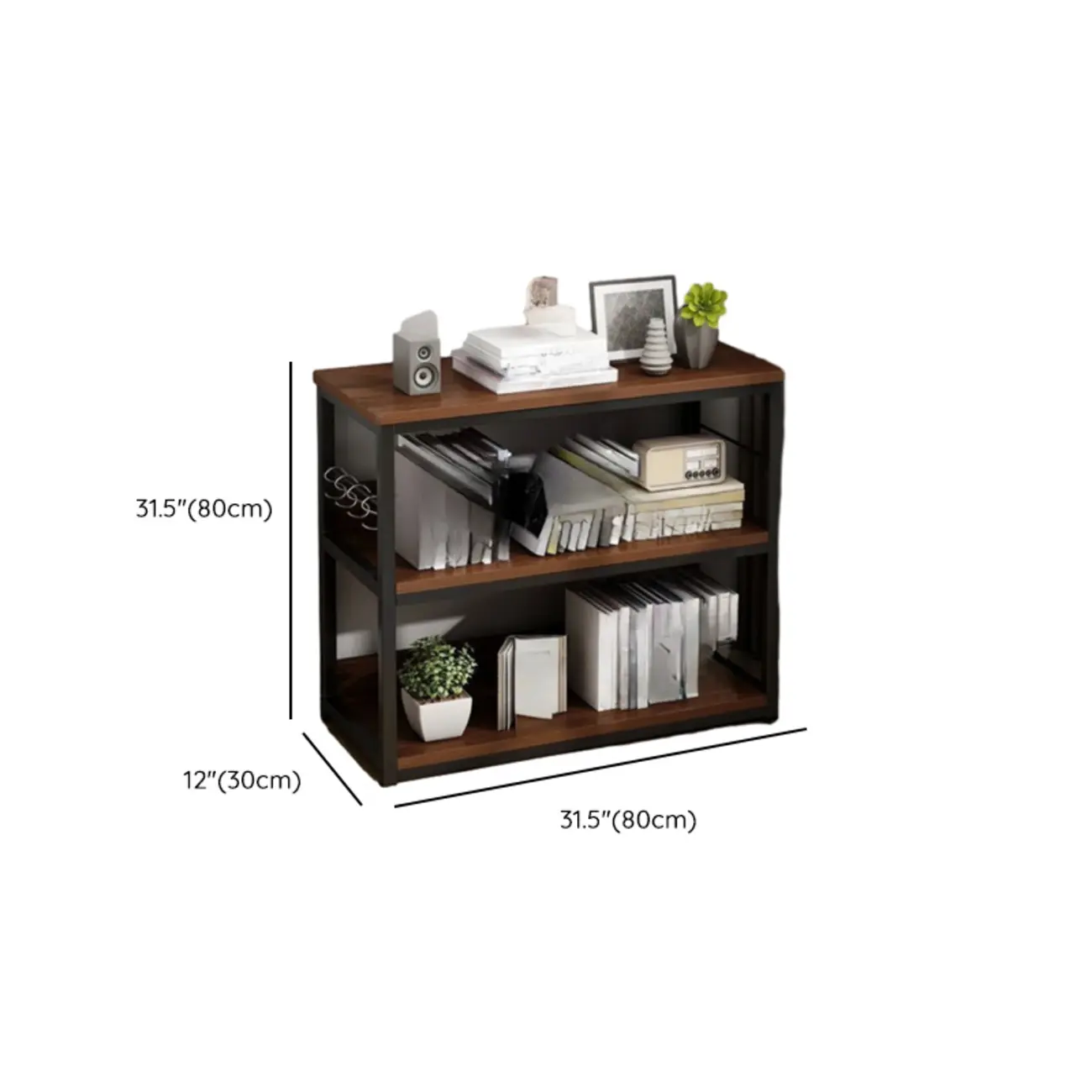 Black Wood Top Etagere Open Back Bookcase Steel Frame Image - 30 | homeyfad