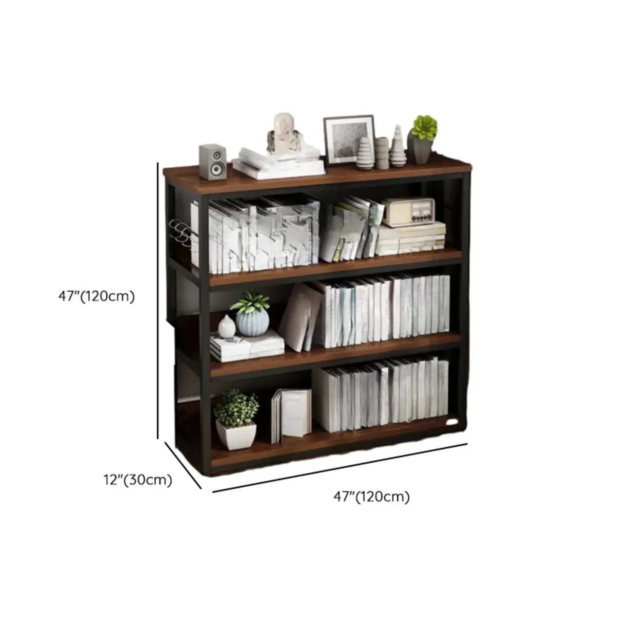 Black Wood Top Etagere Open Back Bookcase Steel Frame Image - 36 | homeyfad