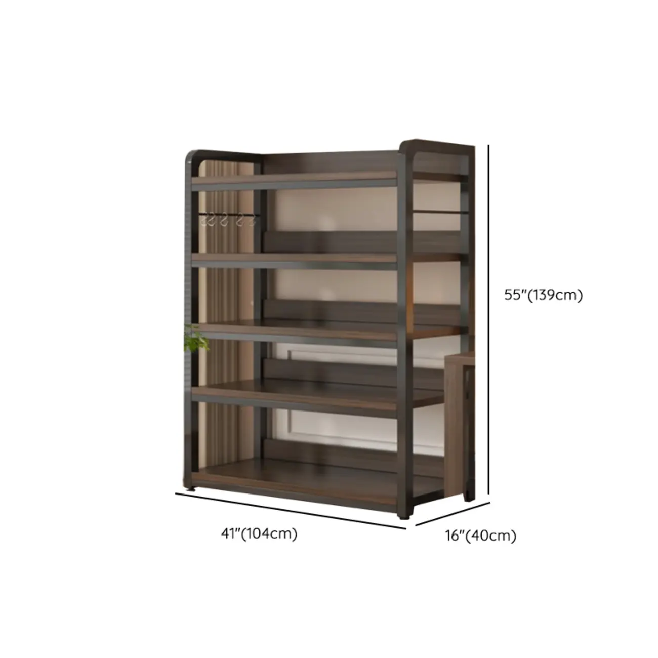 Black Wood Top Etagere Open Back Bookcase Steel Frame Image - 37 | homeyfad