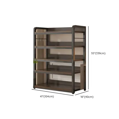 Black Wood Top Etagere Open Back Bookcase Steel Frame Image - 37